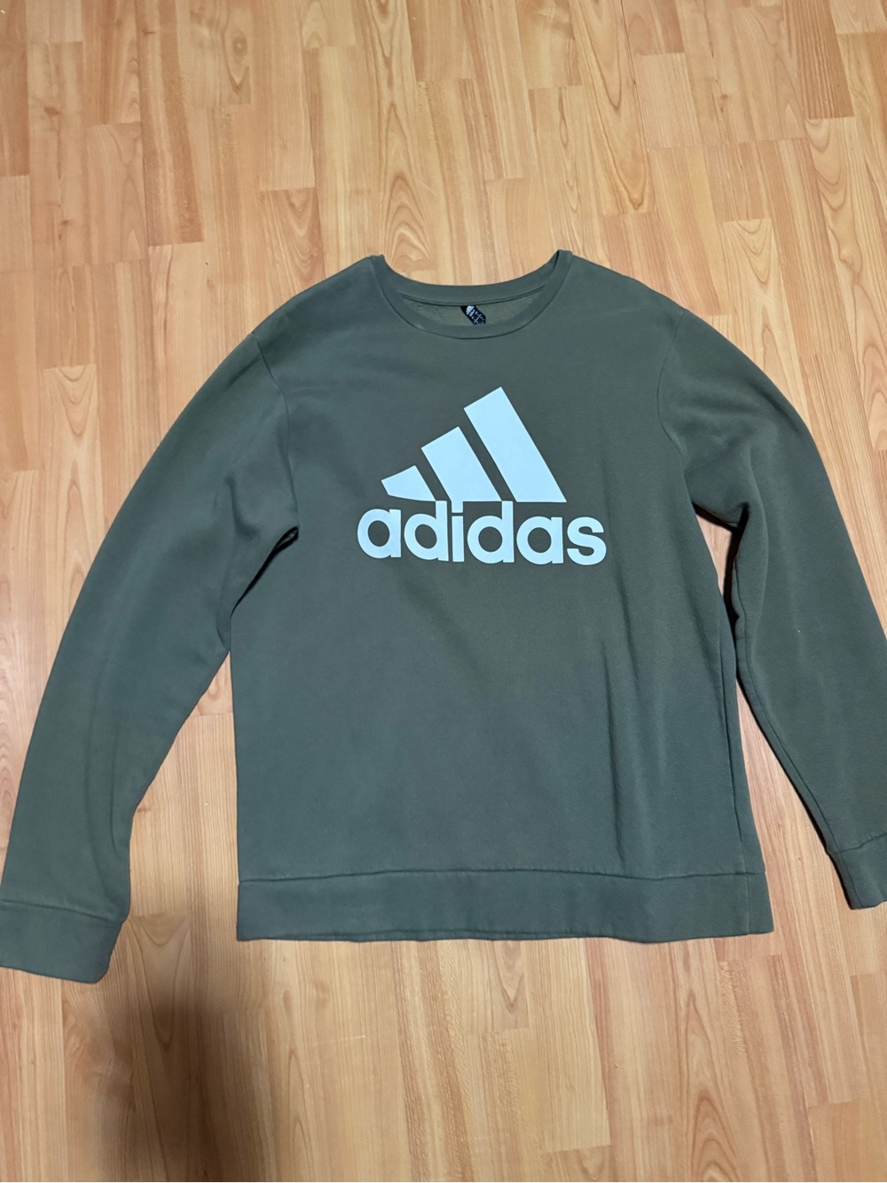 adidas Olive Green Crewneck with Light Logo
